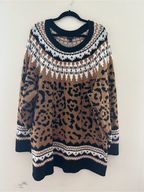 Torrid Size 4 Black & Brown Patterned Fair Isle Sweater - Women's